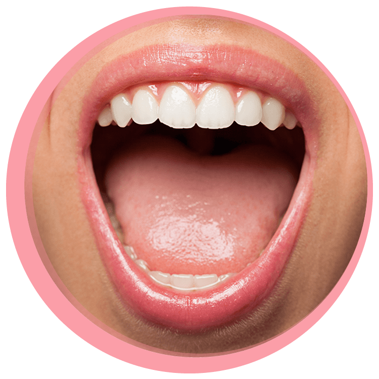 close up girl opening mouth