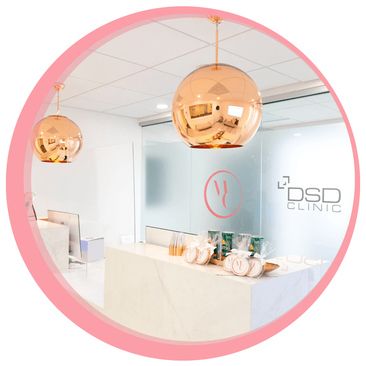 front desk modern boutique dental office pink white gold